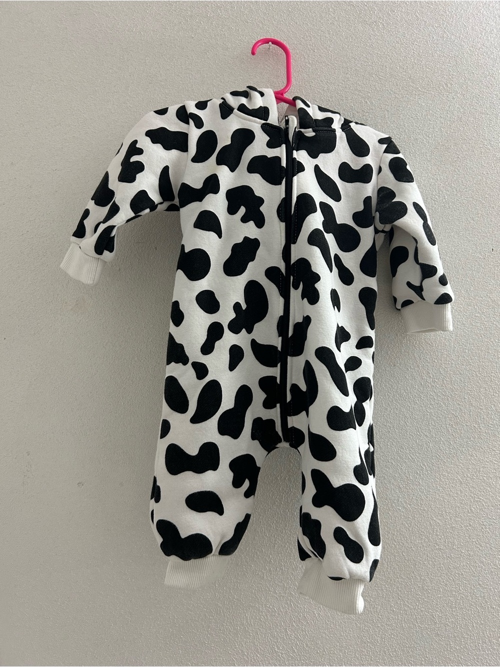 Black & White Cow Print Hooded One-Piece for Kids